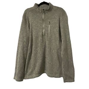 WOOLRICH Men 1/4‎ Zip Fleece Jacket XL Heather Gray Long Sleeve Polyester Pocket